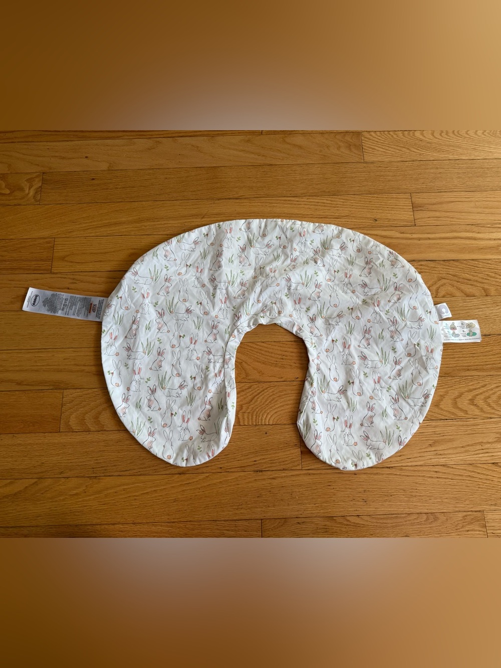 Boppy original nursing pillow cover whimsical, watercolor bunnies pattern